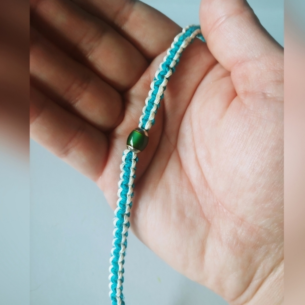 BOGO FREE! Mood Stone Blue Woven Bracelet | Handmade - Picture 2 of 3